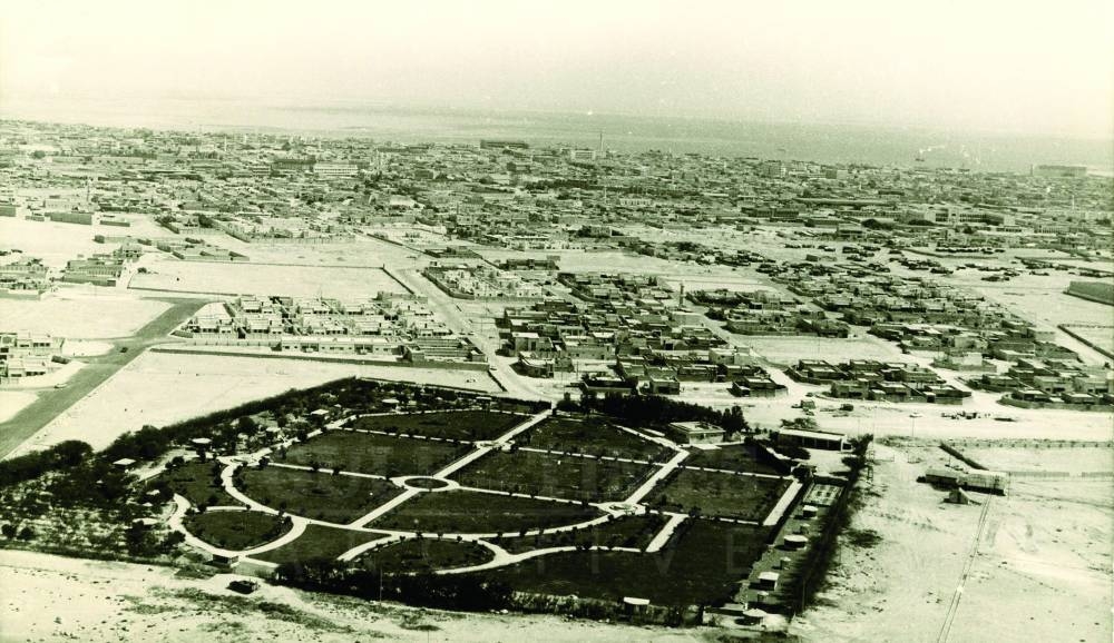 An aerial view of the then Doha Public Park from the 1960s. PICTURE: Gulf Times archives.