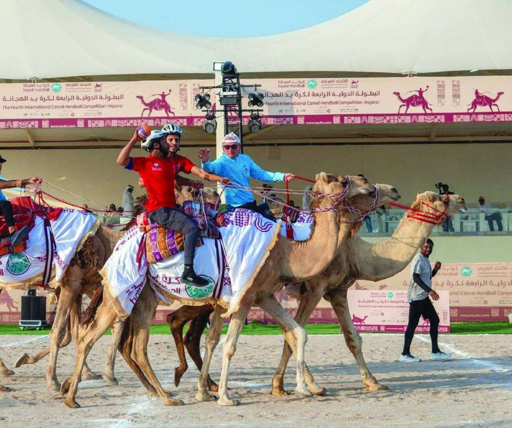 
Action from the match between Oman and the United States. 