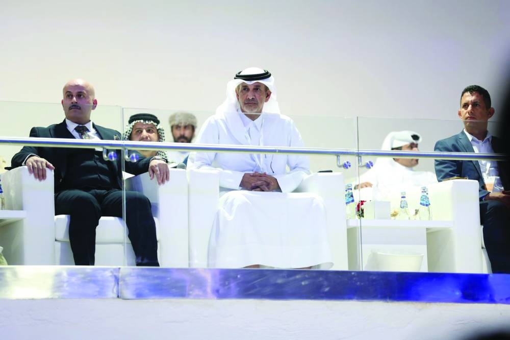 
Abdullah bin Mohammed al-Kuwari, President of the Arab Union for Camel Races (AUCR), delivers his speech during the opening ceremony. 