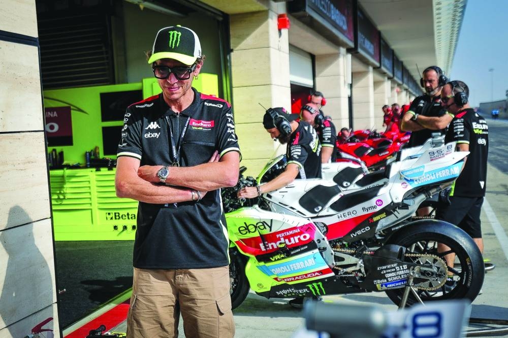 MotoGP legend and VR46 Racing team owner Valentino Rossi in attendance during the Qatar Grand Prix at the Lusail International Circuit on Friday.