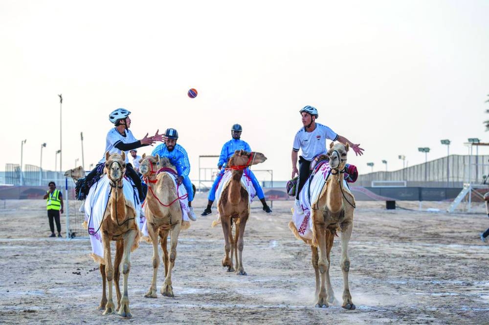 
Action from one of the matches in the 4th International Camel Handball Championship.
 