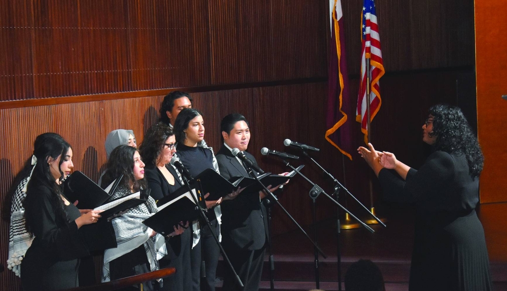 D/C pic - Members of GU-Q choir singing Georgetown University Alma Mater. PICTURES: Thajudheen.