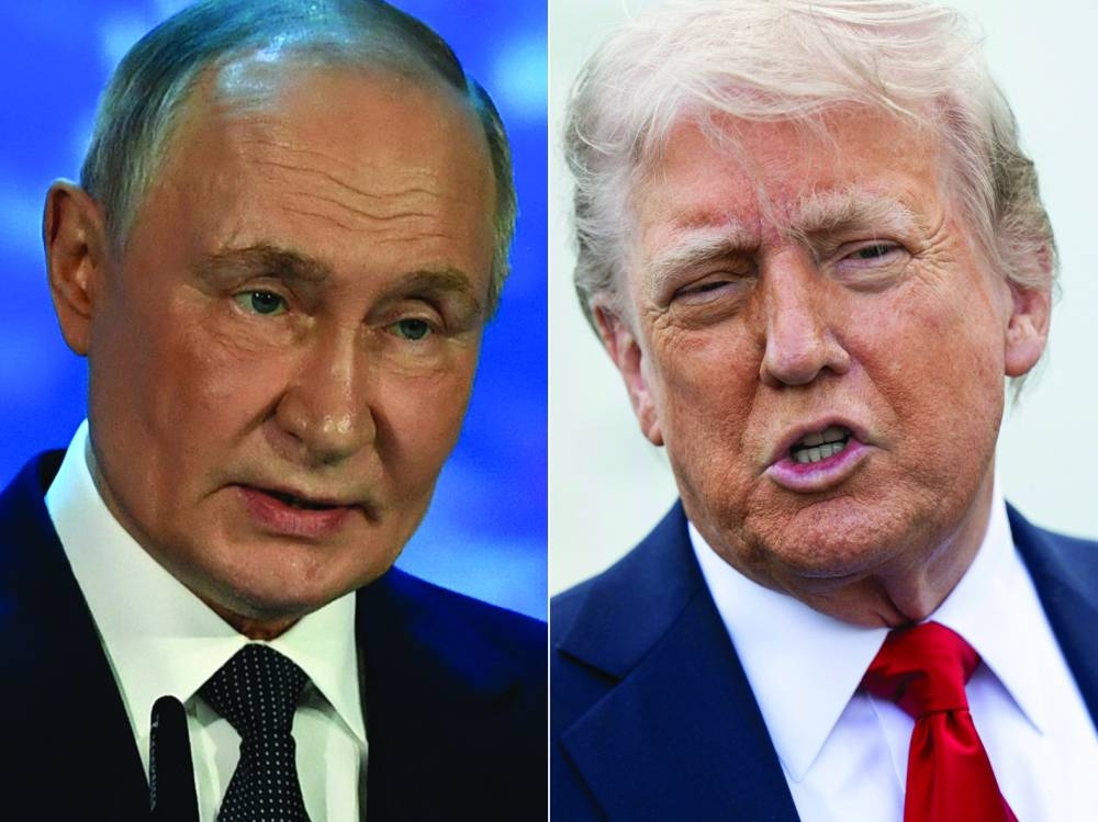 This combination of pictures created on April 24, 2025 shows, L-R, Putin and Trump
