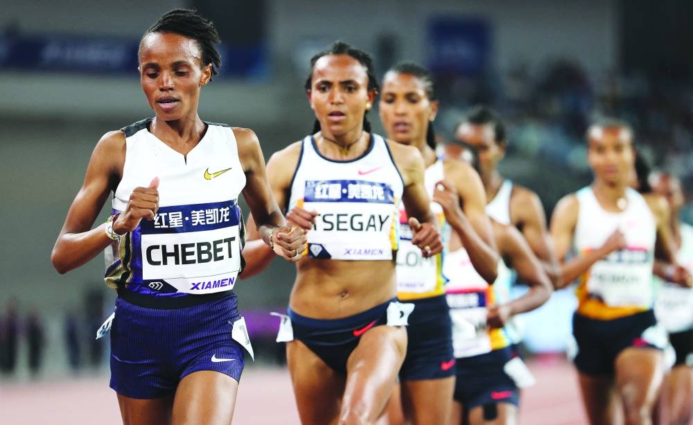 Beatrice Chebet in action during the women’s 5,000m on Saturday. (Reuters)
