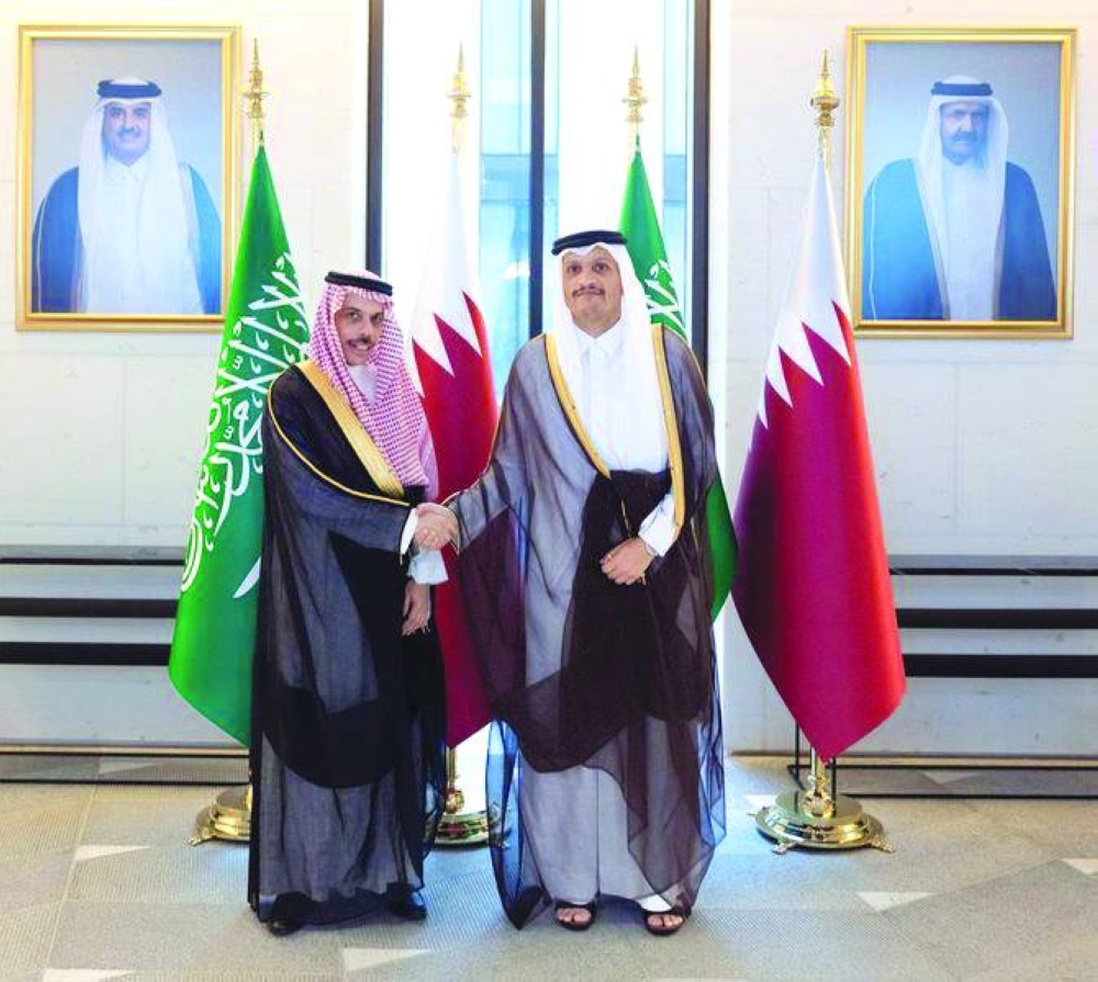HE the Prime Minister and Minister of Foreign Affairs Sheikh Mohammed bin Abdulrahman bin Jassim al-Thani and Minister of Foreign Affairs of the Kingdom of Saudi Arabia Prince Faisal bin Farhan bin Abdullah al- Saud chaired the Executive Committee Meeting of the Qatari-Saudi Coordination Council Tuesday in Doha.