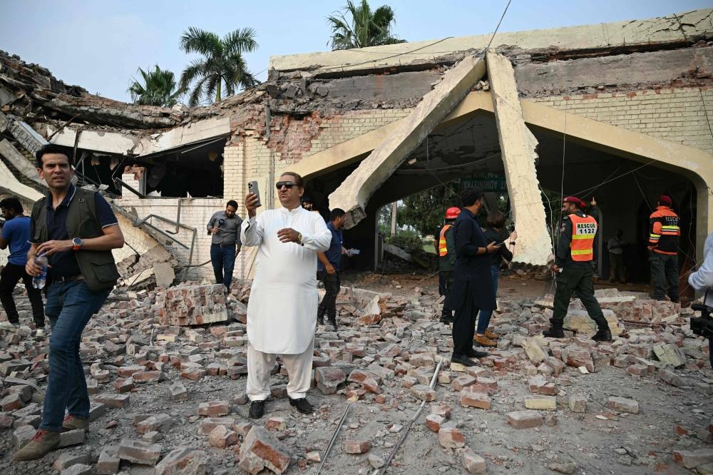 A general view of a damaged building at the Government Health and Educational complex in Muridke about 30 kilometres from Lahore, on Wednesday, after Indian strikes. AFP