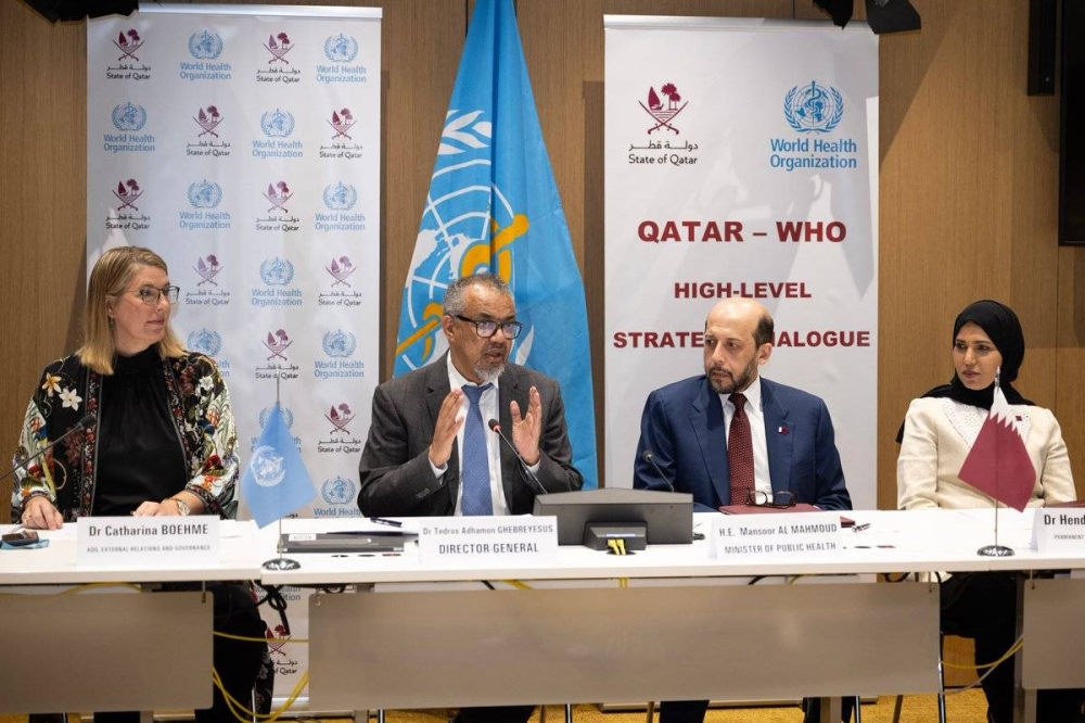 The Qatari delegation was led by HE the Minister of Public Health Mansoor bin Ebrahim bin Saad Al Mahmoud, while WHO's delegation was headed by WHO Director-General Dr. Tedros Adhanom Ghebreyesus.