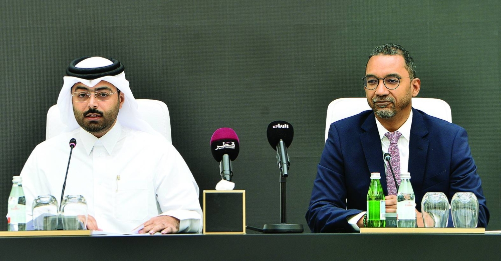 Omar al-Jaber and Jaime Mayaki at the Qatar Tourism Awards 2025 press conference Monday. PICTURES: Shaji Kayamkulam