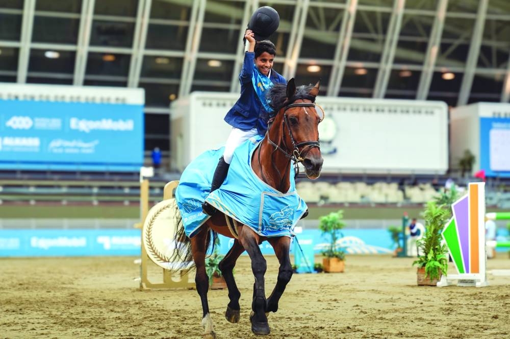 In the Future Champions class (105cm), Mohammed Faisal al-Marri took the top spot astride Haine at the Longines Indoor Arena at Al Shaqab Friday.