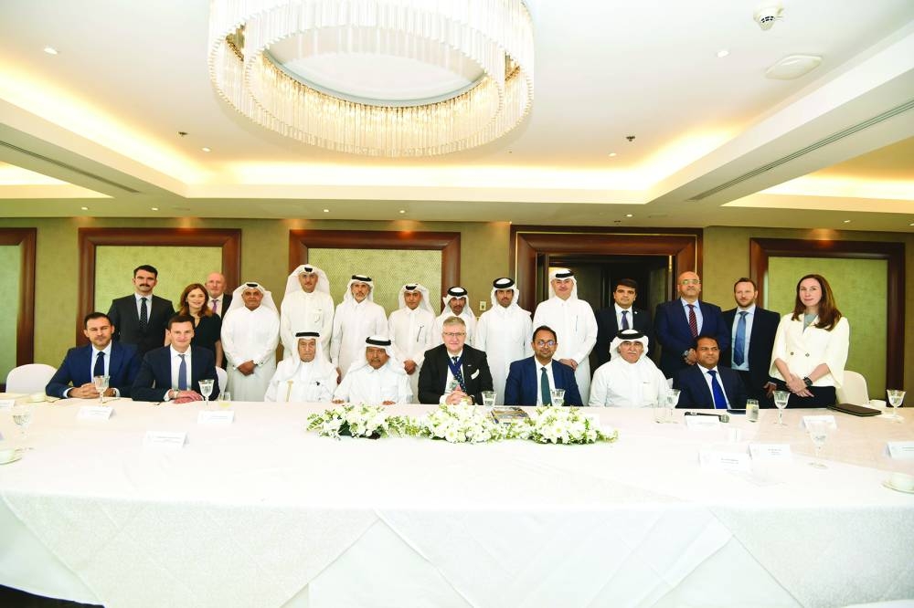 Lord Alastair King, Lord Mayor of the City of London, was welcomed by QBA chairman HE Sheikh Faisal bin Qassim al-Thani, in the presence of British ambassador Neerav Patel and QBA Board member Sheikh Nawaf Nasser bin Khaled al-Thani, along with QBA members Khalid al-Mannai, Sheikh Mansour bin Jassim al-Thani, Nabil Abu Issa, Youssef Jassim al-Darwish, Sheikh Turki bin Faisal, Faisal al-Mana, Abdulrahman al-Darwish, Youssef al-Mahmoud, Dr Mohamed Althaf, and QBA deputy general manager Sarah Abdallah.
