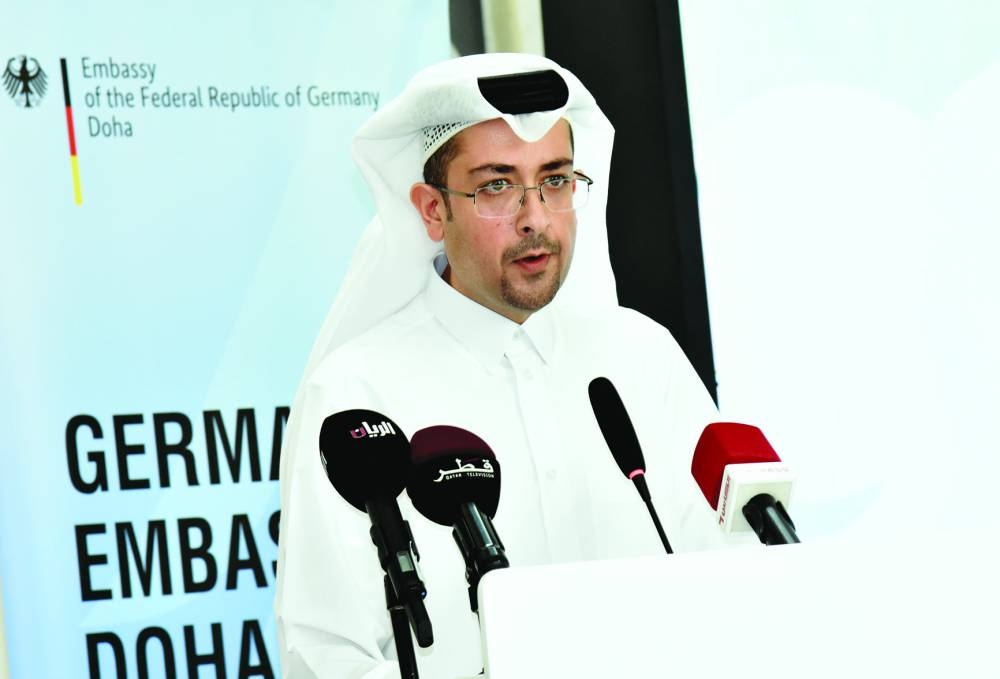 Abdulla al-Naama addressing the 'Doha Climate Talks: Climate Diplomacy in Action' conference on Sunday. PICTURES: Thajudheen
