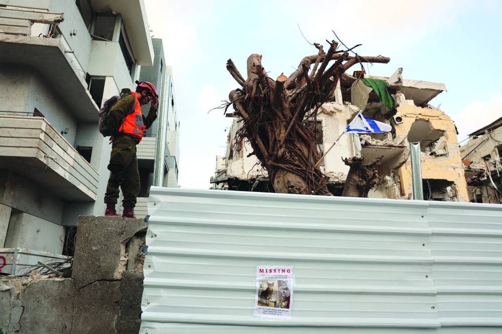 A damaged residential building in Tel Aviv following a missile attack from Iran