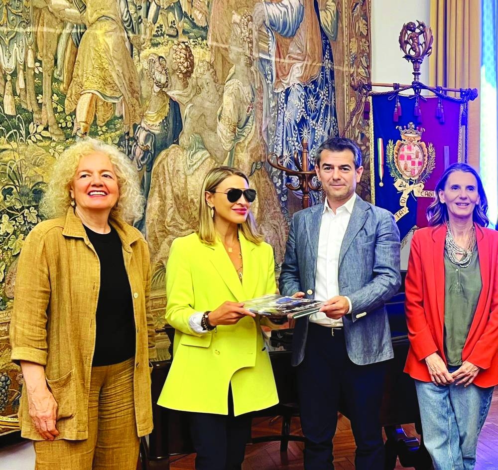 Dana Alfardan with Mayor Massimo Zedda and other dignitaries.