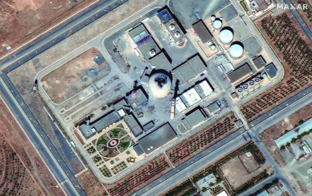 
A satellite image shows the damaged Arak heavy water reactor facilities, following Israeli air strikes, in Iran, yesterday. 