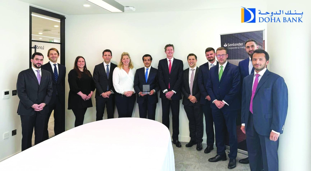 Doha Bank officials after inking the debut euro-denominated loan.