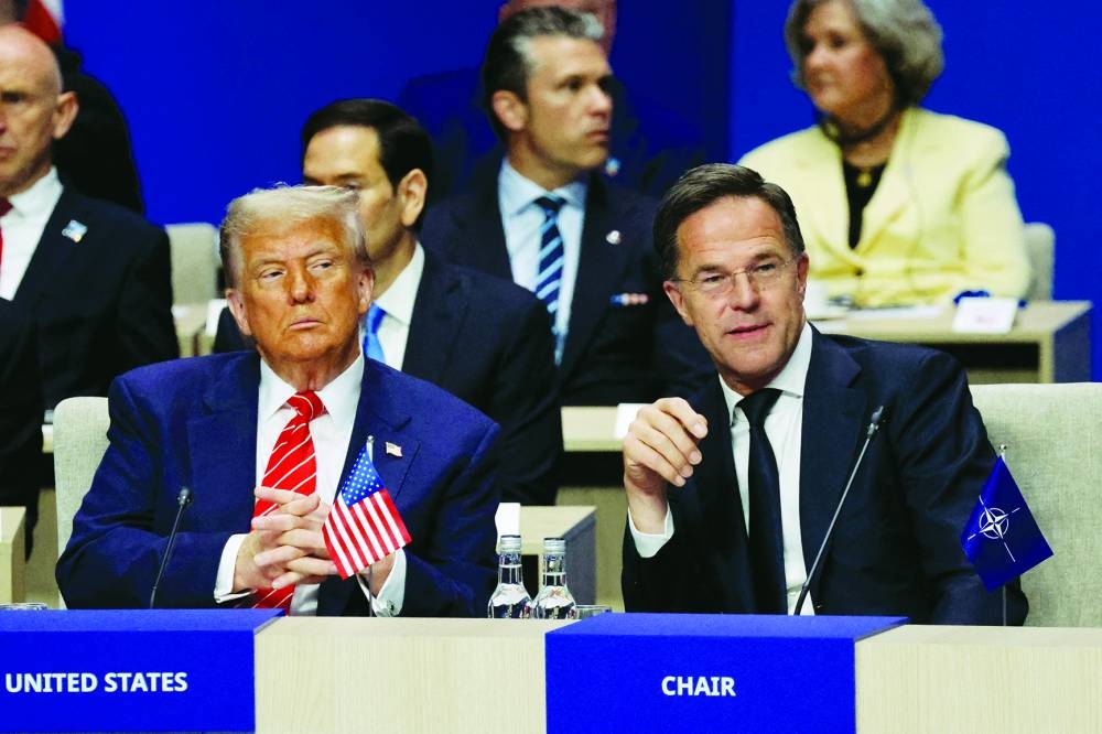 
US President Donald Trump and Nato Secretary-General Mark Rutte at the Nato leaders summit in The Hague, Netherlands. (Reuters) 