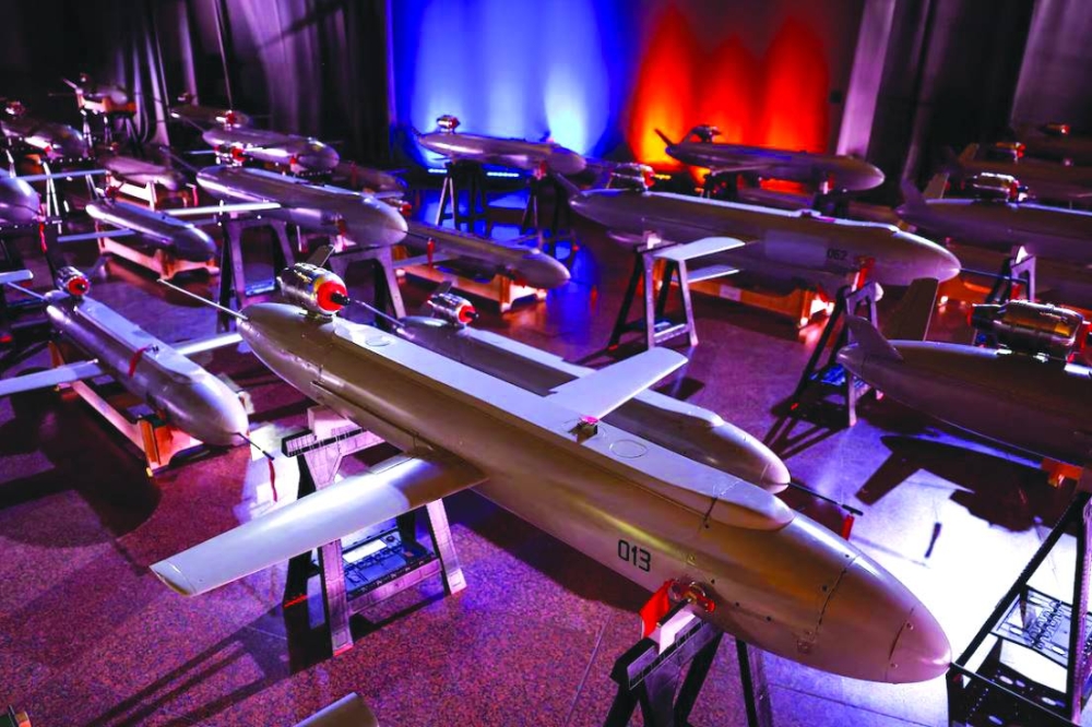 
A view of new Ukrainian-made drone-missiles Peklo during an exhibition dedicated to the Day of Ukrainian Armed Forces in Kyiv last December. (Reuters) 