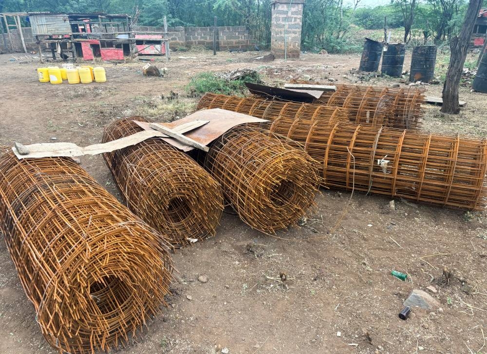 BRC mesh for reinforcing canals lie abandoned at a construction site, following the decision to slash nearly all US foreign aid that has left numerous water and sanitation projects incomplete, in Eldoro village of Taveta county, Kenya.