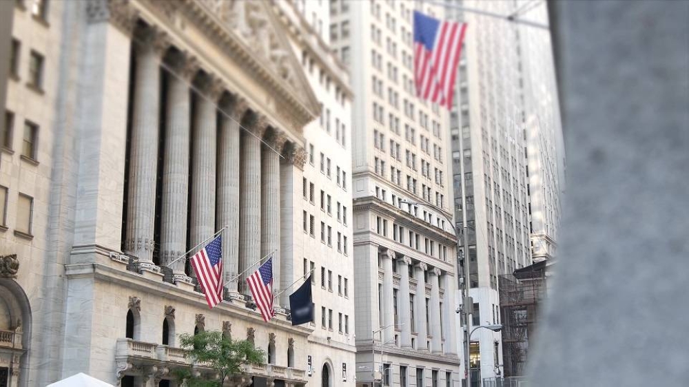 US stock exchange building facade in New York. Oil prices eased on Friday and settled at a three-week low as traders worried about negative economic news from the US and China and signs of growing supply. Picture supplied by the Abdullah bin Hamad Al-Attiyah International Foundation for Energy and Sustainable Development.