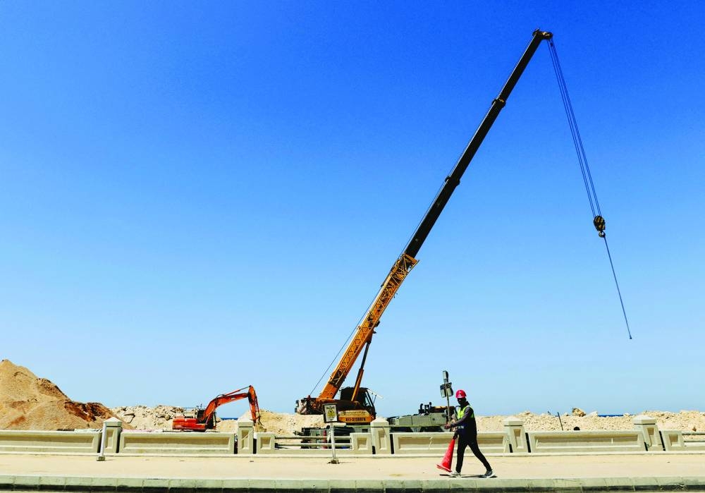 Sand is trucked in to replenish eroded sections of Alexandria’s corniche, in Alexandria, Egypt, April 19, 2025. REUTERS/Mohamed Abd El Ghany
