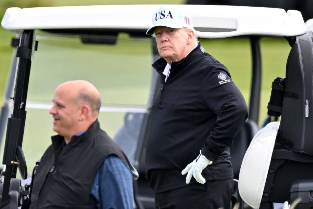 Trump is seen at the Trump Turnberry Golf Courses, in Turnberry on the south west coast of Scotland. – AFP