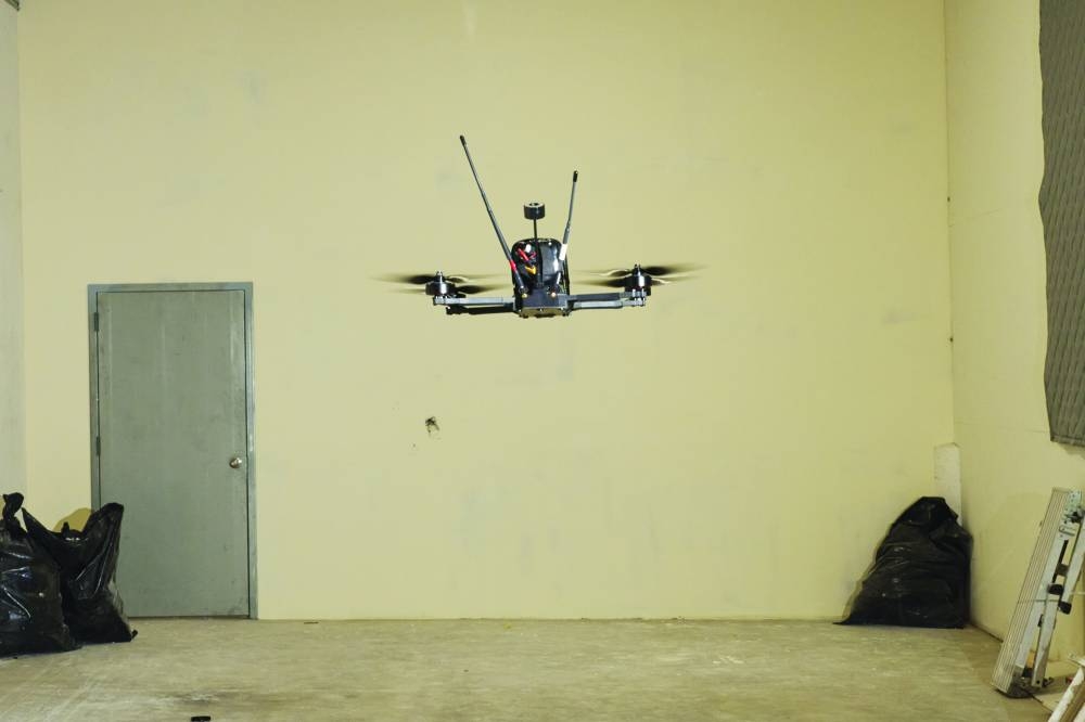 
A drone flying in the flight test room at the Neros headquarters. (Bloomberg) 