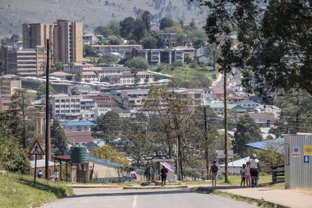 A general view of the city in Mbabane, on September 30, 2023. In the small African kingdom of Eswatini, the  arrival of five men deported from the United States under Washington's aggressive anti-immigrant measures has sparked a rare wave of public dissent.
The five, nationals of Vietnam, Laos, Yemen, Cuba and Jamaica, were flown to Eswatini's administrative capital of Mbabane on July 16 on a US military plane and incarcerated after US authorities labelled them "criminal illegal aliens". (Photo by MARCO LONGARI / AFP)