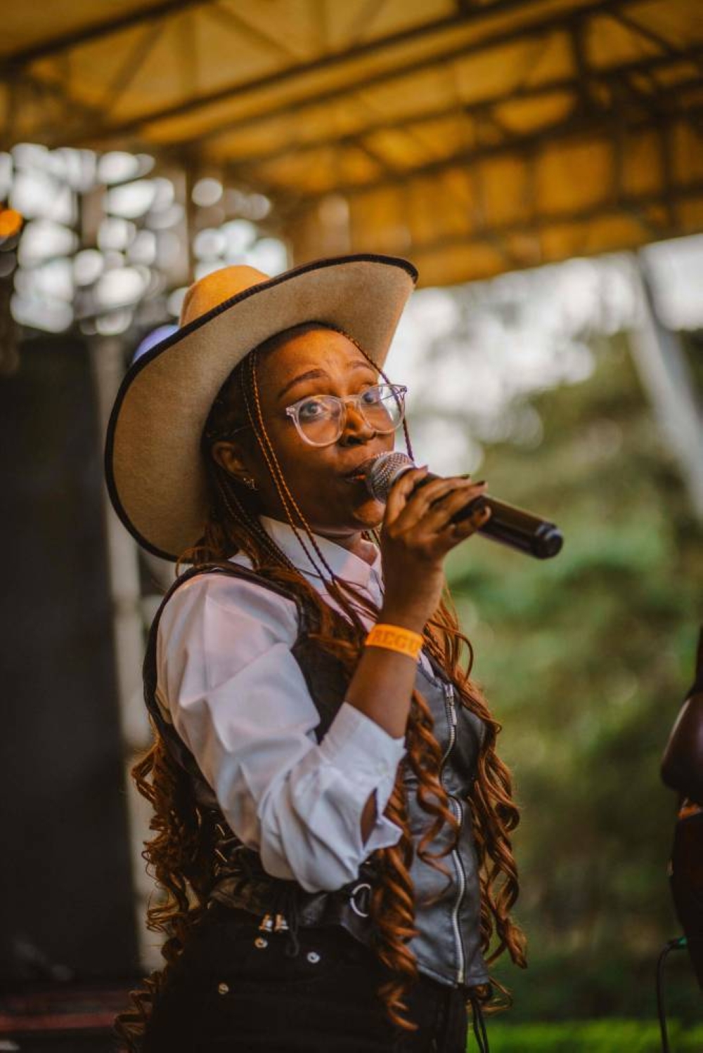 Ythera the Cowgirl performs during the International Cowboy Day at Ngong race course in Nairobi.