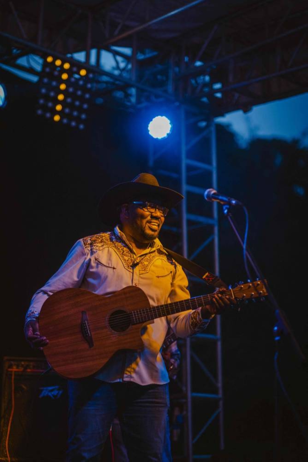 Kenyan Country artist Sir Elvis and the Urban Cowboys perform during the International Cowboy Day at Ngong race course.