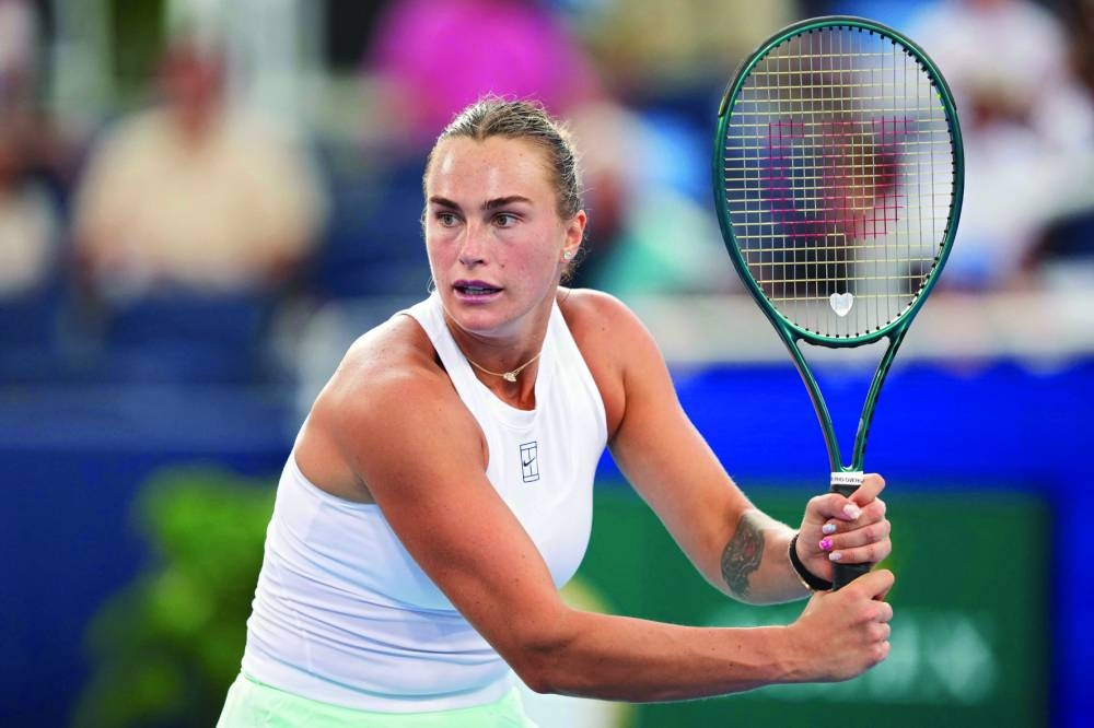 
Aryna Sabalenka prepares to play a backhand against Jessica Bouzas Maneiro of Spain at the Cincinnati Open in Mason, Ohio. (AFP) 