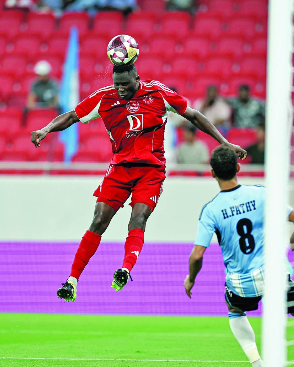 Al Arabi’s Michael Olunga in action during their QSL match against Al Wakrah at the Al Thumama Stadium Friday.