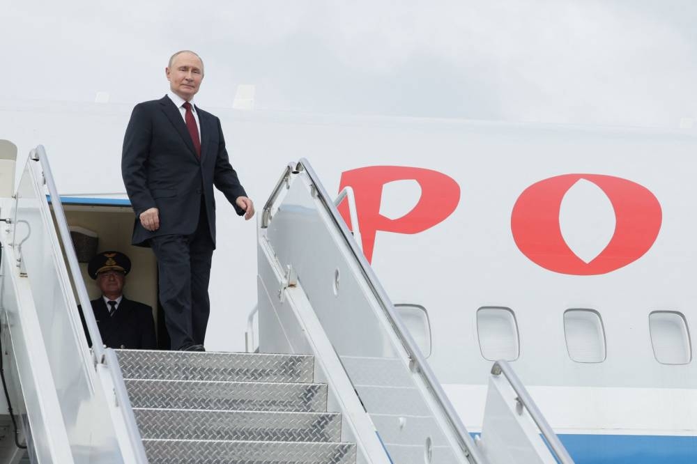 Russian President Vladimir Putin boards a plane following a US-Russia summit on Ukraine at Joint Base Elmendorf-Richardson in Anchorage, Alaska, on Saturday. AFP