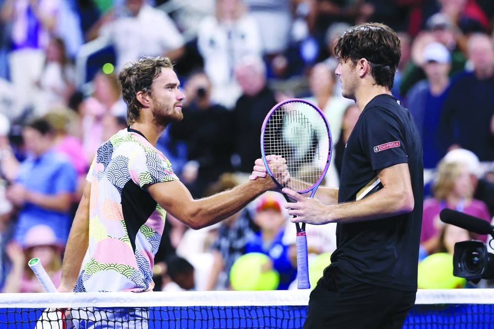 
Taylor Fritz (right) of the US embraces Tomas Machac of Czechia after their match at the 2025 US Open. (AFP) 