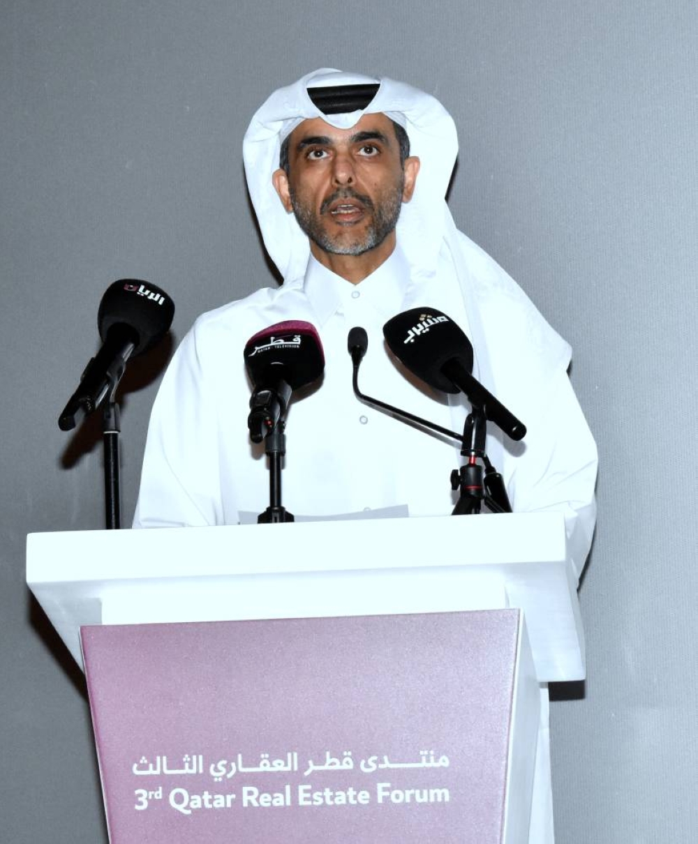 Aqarat president engineer Khalid bin Ahmed al-Obaidli addressing the event Tuesday. PICTURES: Thajudheen