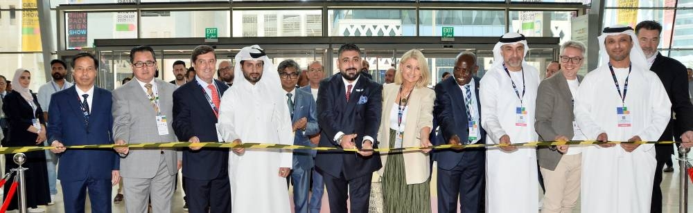 Mangusteen CEO Malik Shishtawi, along with industry experts and partners, leads the ribbon-cutting ceremony to mark the start of the Qatar Events Show 2025 Tuesday at the DECC. PICTURES: Shaji Kayamkulam