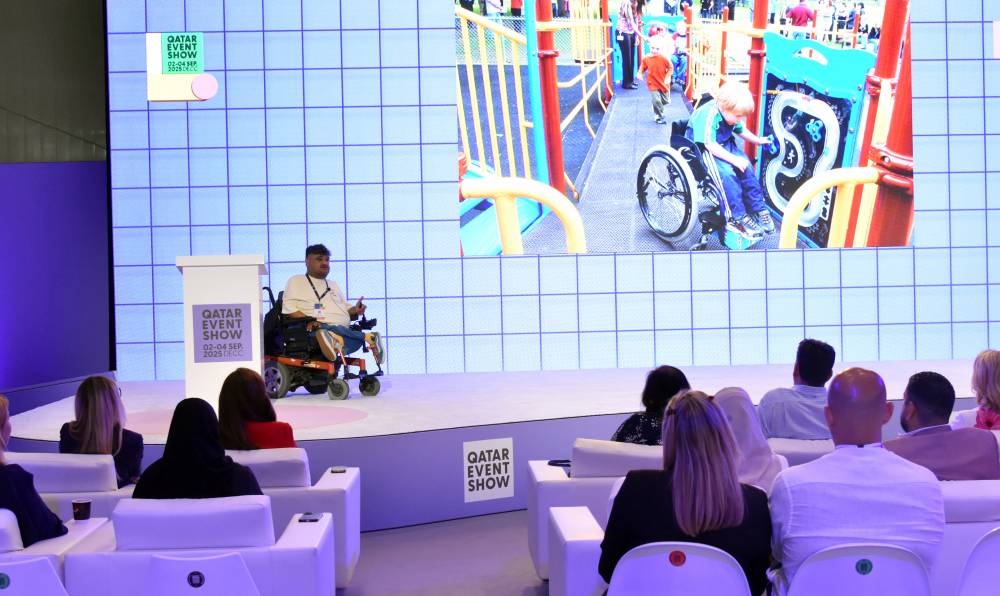 Ahmed Habib during the talk, titled  ‘Accessibility in Events Design’.