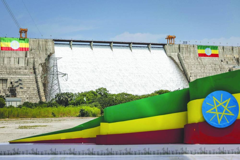 A general view of the Grand Ethiopian Renaissance Dam (GERD) during its official inauguration ceremony in Guba, on Tuesday 