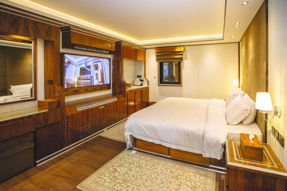 An interior view of a luxurious caravan on display at the event. 