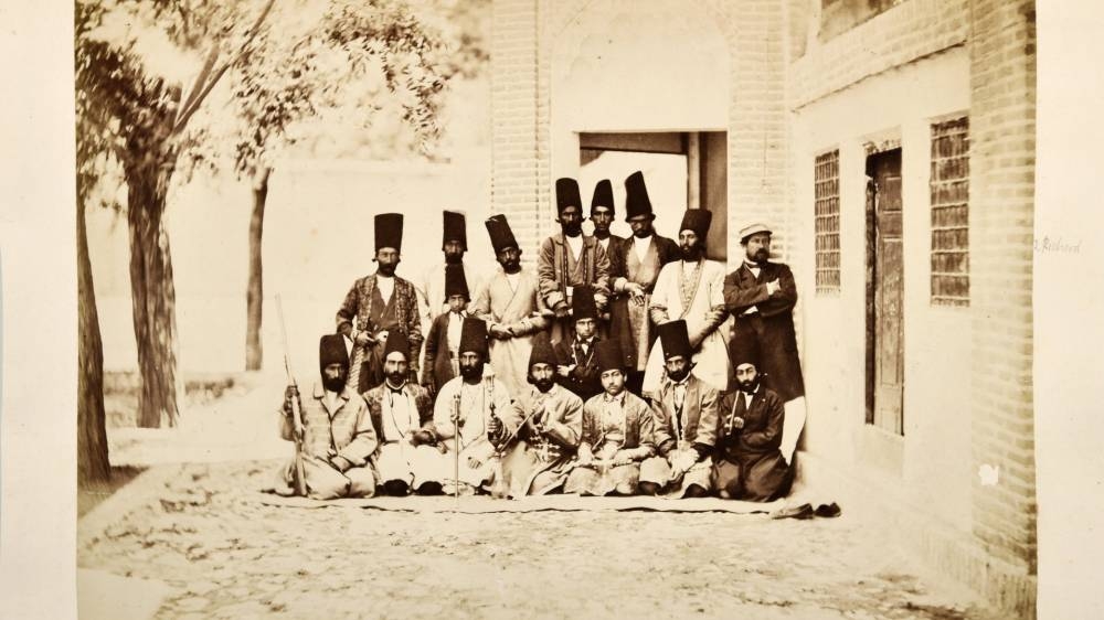 A portrait of members of the Royal court of Nasser al-Din Shah Qajar. --QM's General Collection.