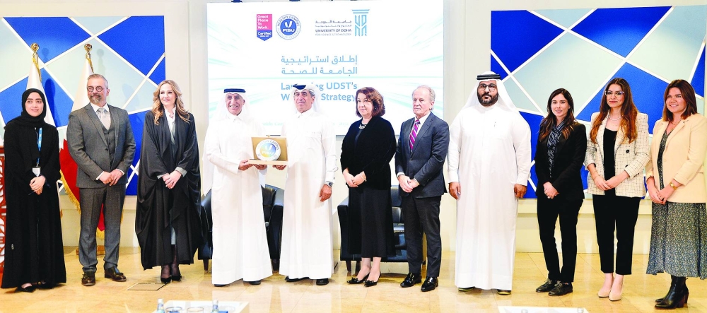 Officials at the UDST Wellness Strategy 2025–2027 launch event yesterday. PICTURE: Shaji Kayamkulam.