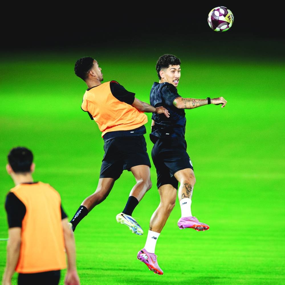 Al Sadd star Roberto Firmino trains on the eve of the Qatar Stars League match against Al Duhail.