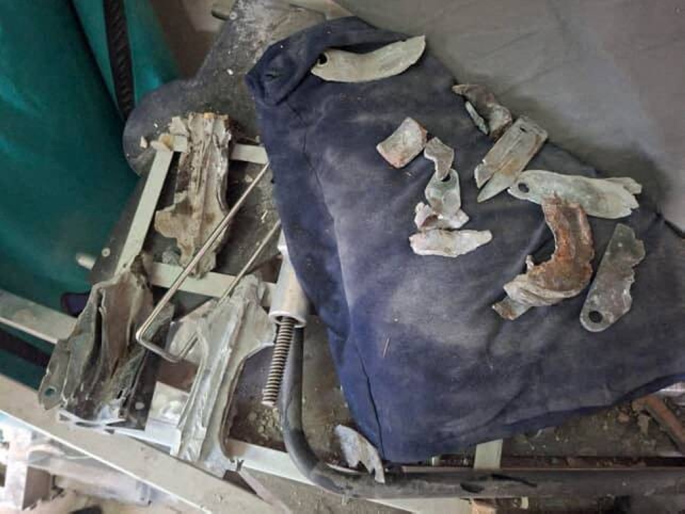 Munition fragments recovered at Nasser Hospital following Israeli military strikes on the building on August 25, 2025, in Khan Younis, in Gaza. REUTERS