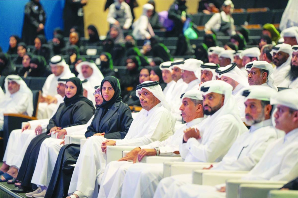 HE the Prime Minister and Minister of Foreign Affairs, Sheikh Mohammed bin Abdulrahman bin Jassim al-Thani, attended the World Teachers' Day in Doha celebration Sunday. HE the Minister of Education and Higher Education Lolwah bint Rashid AlKhater was in attendance, along with several senior officials, educational leaders.