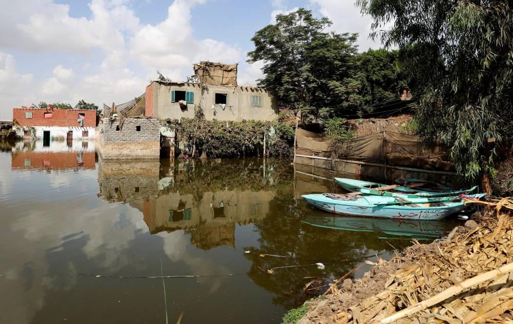 A house stands flooded in Dalhamo Village, near the Delta city of Ashmoun, in Menoufia Governorate, Egypt, on Sunday. REUTERS