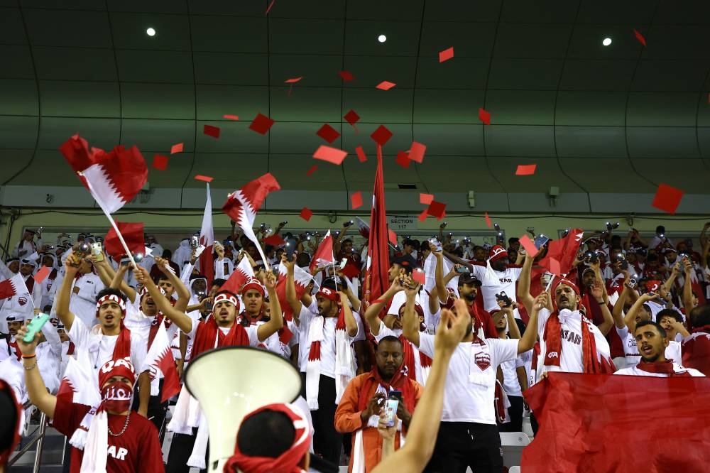 Qatar fans inside the Jassim Bin Hamad Stadium Tuesday. 