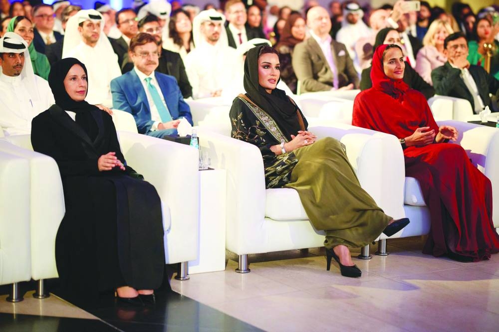 QF Chairperson Her Highness Sheikha Moza bint Nasser, Vice Chairperson HE Sheikha Hind bint Hamad al-Thani, and HE the Minister of Social Development and Family Buthaina bint Ali al-Jabr al-Nuaimi at the event. PICTURE: AR Al-Baker