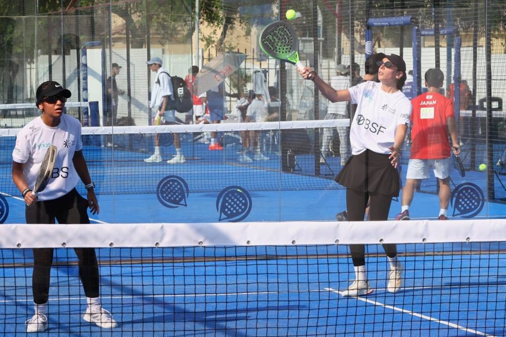 Saudi Arabia's women players in action against Pakistan on Saturday. Saudi Arabia won 3-0.