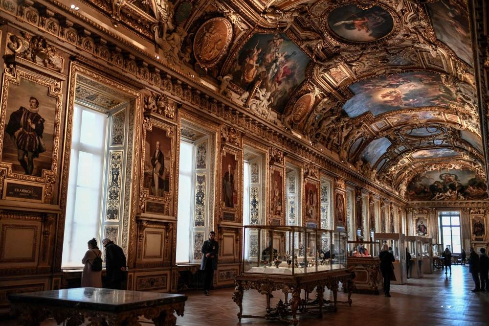 The "Gallerie d'Apollon" ("Apollo's Gallery") on January 14, 2020 at the Louvre museum in Paris after the reopening of the Gallery following ten months of renovations. AFP