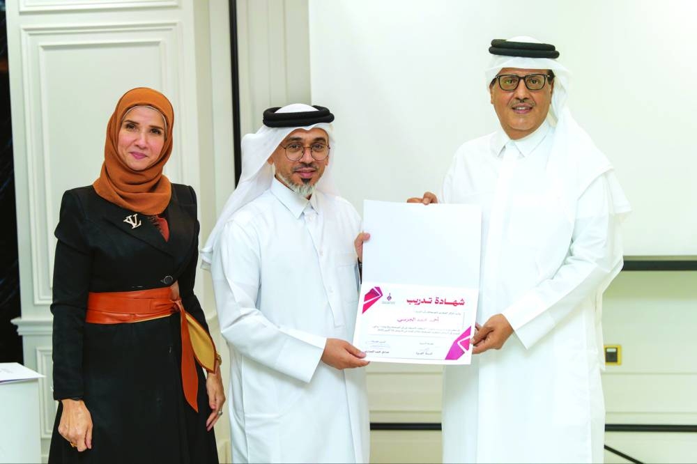 From left Dr Amna al-Azza, Ahmed al Jarbi, Sadiq Mohammad al Ammari, QPC Director General 