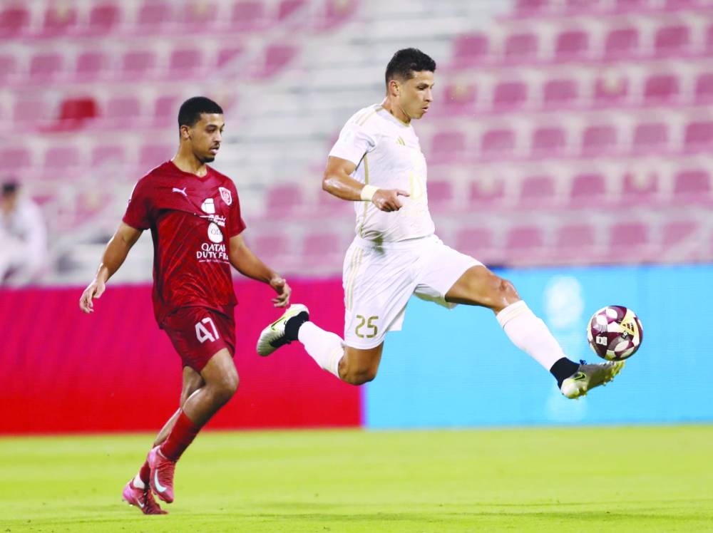 Action from the Al Duhail vs Al Arabi fifth round match of QSL Cup played at the Grand Hamad Stadium in Doha Sunday.